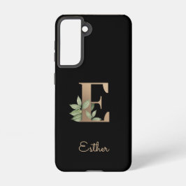 Elegant Botanische monogram Gold Letter E Samsung Galaxy Hoesje