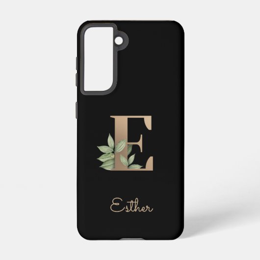 Elegant Botanische monogram Gold Letter E Samsung Galaxy Hoesje (Achterkant)