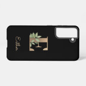 Elegant Botanische monogram Gold Letter E Samsung Galaxy Hoesje (Achterkant horizontaal)