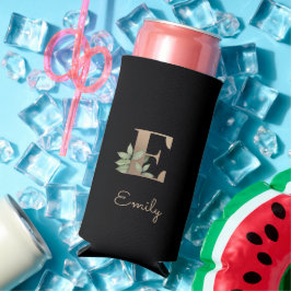 Elegant Botanische monogram Gold Letter E Seltzer Blikjeskoeler