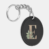Elegant Botanische monogram Gold Letter E Sleutelhanger (Voorkant Links)