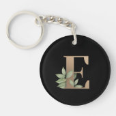 Elegant Botanische monogram Gold Letter E Sleutelhanger (Voorkant)