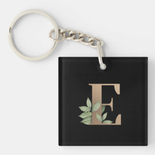 Elegant Botanische monogram Gold Letter E Sleutelhanger