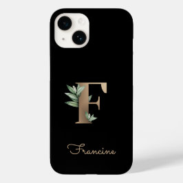 Elegant Botanische monogram Gold Letter F Case-Mate iPhone 14 Hoesje