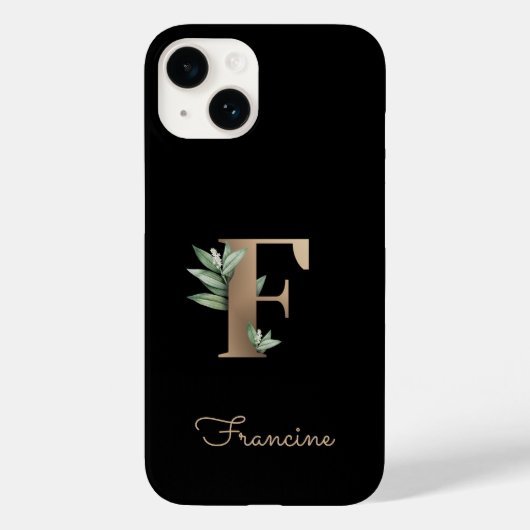 Elegant Botanische monogram Gold Letter F Case-Mate iPhone Case (Achterkant)