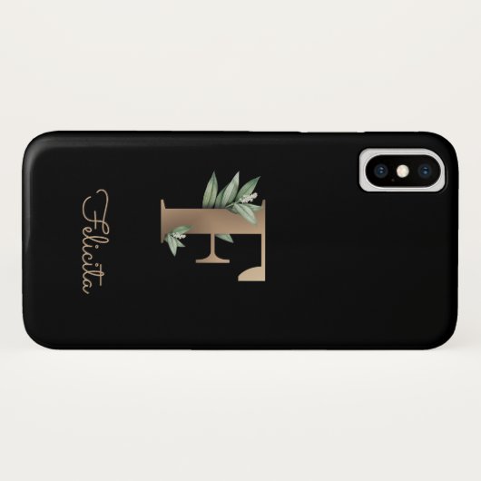 Elegant Botanische monogram Gold Letter F Case-Mate iPhone Case (Achterkant (horizontaal))