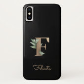 Elegant Botanische monogram Gold Letter F Case-Mate iPhone Case (Achterkant)