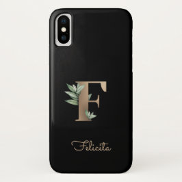 Elegant Botanische monogram Gold Letter F Case-Mate iPhone Case