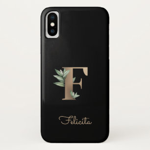Elegant Botanische monogram Gold Letter F Case-Mate iPhone Case