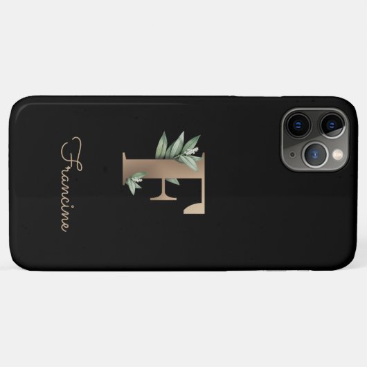 Elegant Botanische monogram Gold Letter F Case-Mate iPhone Case (Achterkant (horizontaal))