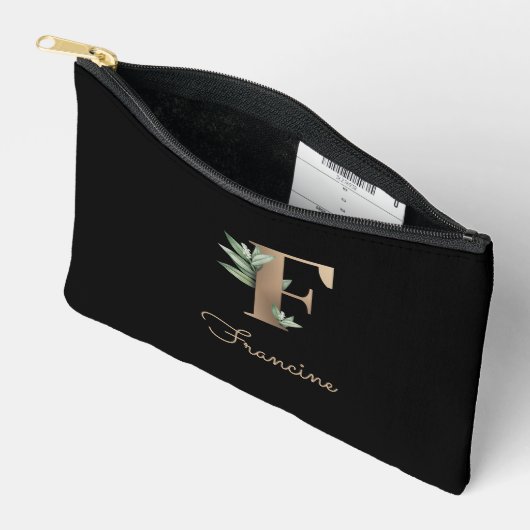Elegant Botanische monogram Gold Letter F Etui (Open)