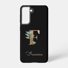 Elegant Botanische monogram Gold Letter F Samsung Galaxy Hoesje