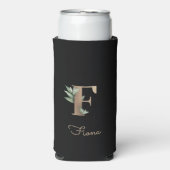 Elegant Botanische monogram Gold Letter F Seltzer Blikjeskoeler (Seltzer Voorkant)