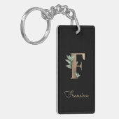 Elegant Botanische monogram Gold Letter F Sleutelhanger (Voorkant Links)