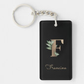 Elegant Botanische monogram Gold Letter F Sleutelhanger (Voorkant)