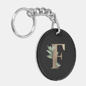 Elegant Botanische monogram Gold Letter F Sleutelhanger (Voorkant Links)