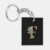 Elegant Botanische monogram Gold Letter F Sleutelhanger (Voorkant Links)