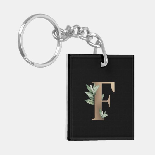 Elegant Botanische monogram Gold Letter F Sleutelhanger (Voorkant Links)