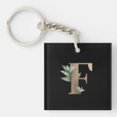 Elegant Botanische monogram Gold Letter F Sleutelhanger (Voorkant)