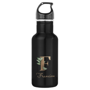Elegant Botanische monogram Gold Letter F Waterfles