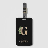 Elegant Botanische monogram Gold Letter G Bagagelabel (Voorkant (verticaal))