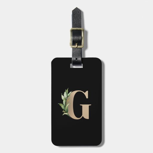 Elegant Botanische monogram Gold Letter G Bagagelabel (Voorkant verticaal)