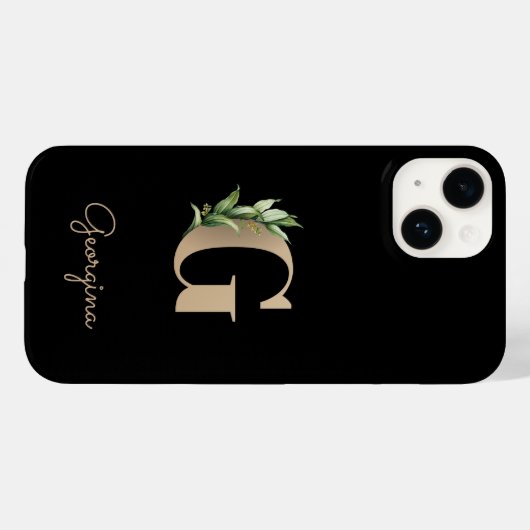 Elegant Botanische monogram Gold Letter G Case-Mate iPhone Case (Achterkant (horizontaal))