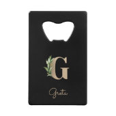 Elegant Botanische monogram Gold Letter G Creditkaart Flessenopener (Voorkant)