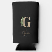 Elegant Botanische monogram Gold Letter G Seltzer Blikjeskoeler (Voorkant)