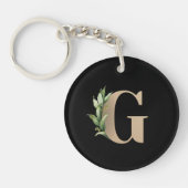 Elegant Botanische monogram Gold Letter G Sleutelhanger (Voorkant)