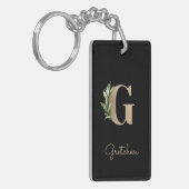 Elegant Botanische monogram Gold Letter G Sleutelhanger (Voorkant Links)