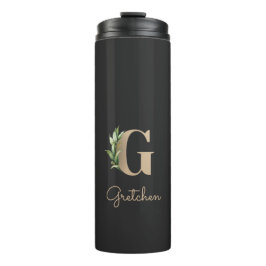 Elegant Botanische monogram Gold Letter G Thermosbeker