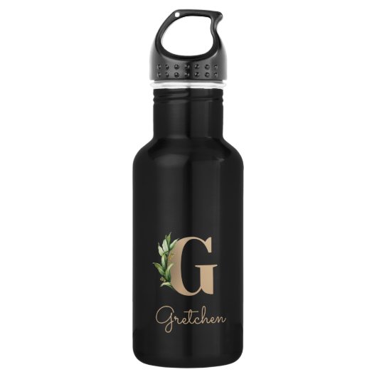 Elegant Botanische monogram Gold Letter G Waterfles (Voorkant)