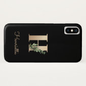 Elegant Botanische monogram Gold Letter H Case-Mate iPhone Case (Achterkant (horizontaal))