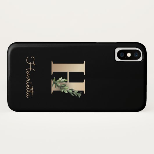 Elegant Botanische monogram Gold Letter H Case-Mate iPhone Case (Achterkant (horizontaal))