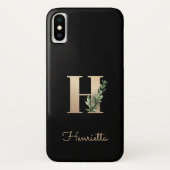 Elegant Botanische monogram Gold Letter H Case-Mate iPhone Case (Achterkant)