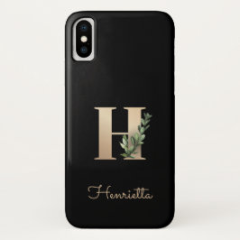 Elegant Botanische monogram Gold Letter H Case-Mate iPhone Case