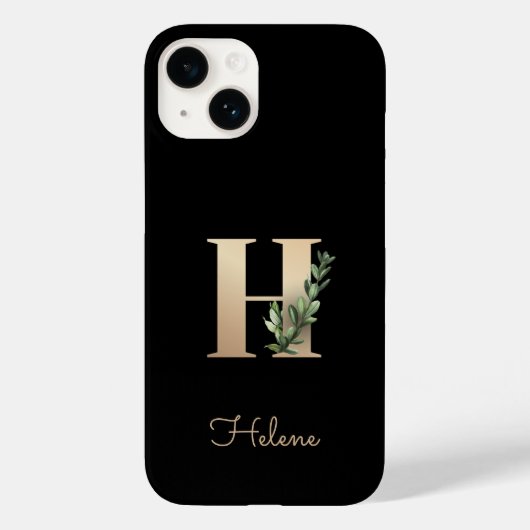 Elegant Botanische monogram Gold Letter H Case-Mate iPhone Case (Achterkant)