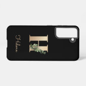 Elegant Botanische monogram Gold Letter H Samsung Galaxy Hoesje (Achterkant horizontaal)