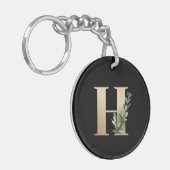Elegant Botanische monogram Gold Letter H Sleutelhanger (Voorkant Links)