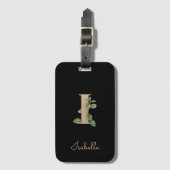 Elegant Botanische Monogram Gold Letter I Bagagelabel (Voorkant (verticaal))