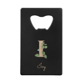 Elegant Botanische Monogram Gold Letter I Creditkaart Flessenopener (Voorkant)