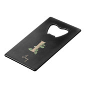 Elegant Botanische Monogram Gold Letter I Creditkaart Flessenopener (Voorkant Gekanteld)