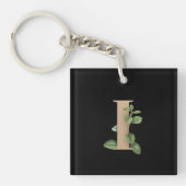 Elegant Botanische Monogram Gold Letter I Sleutelhanger (Voorkant)