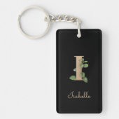 Elegant Botanische Monogram Gold Letter I Sleutelhanger (Voorkant)