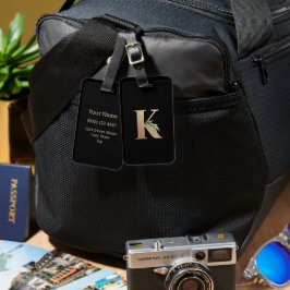 Elegant Botanische monogram Gold Letter K Bagagelabel