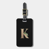 Elegant Botanische monogram Gold Letter K Bagagelabel (Voorkant verticaal)