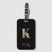 Elegant Botanische monogram Gold Letter K Bagagelabel (Voorkant (verticaal))