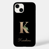 Elegant Botanische monogram Gold Letter K Case-Mate iPhone Case (Achterkant)