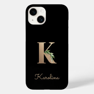 Elegant Botanische monogram Gold Letter K Case-Mate iPhone 14 Hoesje